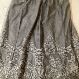 Soft Surroundings Mesh Embroidered Lace Overlay Scalloped Skirt Sz S Petite Fair